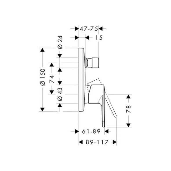 Hansgrohe Talis E2 Bath and Shower Mixer Finish Set Chrome Plated   31645000 - (MANUAL MIXER)