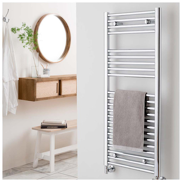 Vogue Focus 1 - Towel Warmer Electric Only 1200 x 500mm with EE003 Thermostatic Element 600w All Chrome MD001 MS1200500CP-E