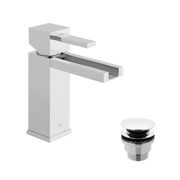 Vado Te Falls Chrome Plated Waterfall Mono Basin Mixer with Single Lever with Clic- Clac Waste       TEF-100/CC-C/P