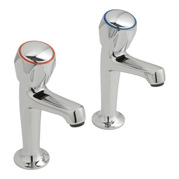 Vado Astra CD High Neck Sink Pillar Taps with Contract Handles in Pairs    AST-156/CD-C/P