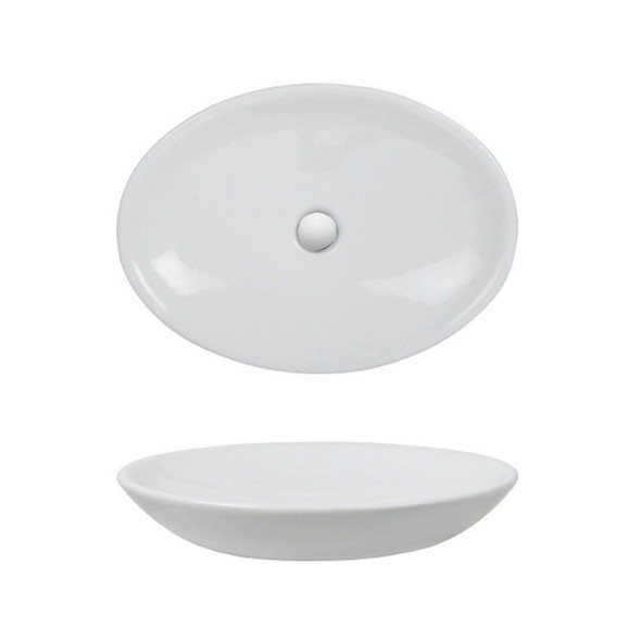 Crosswater Bauhaus Scoop 620mm x 450mm No Taphole or Overflow Countertop Basin White      CT5038UCW+