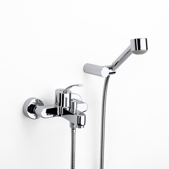 Roca Moai Single Lever Wall Mounted Bath Shower Mixer Tap and Kit Chrome Plated 1/2" 5A0146C00