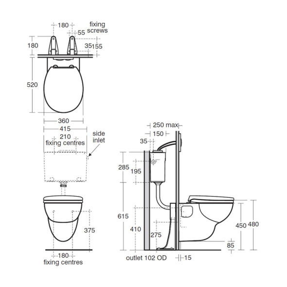 Armitage Shanks Contour 21 -  Wall Hung Pan White Standard Projection S307601