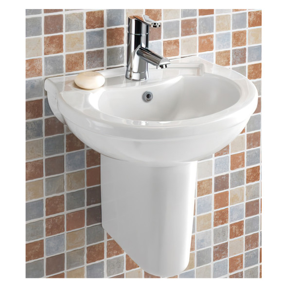 Jacuzzi Republic 455mm Cloakroom  Basin with 1 Tap Hole JCEREP645