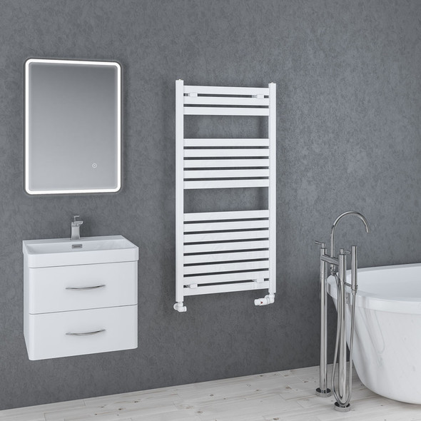 Eastbrook Staverton Flat Panel Towel Radiator (1200 x 600mm) in White 41.0143