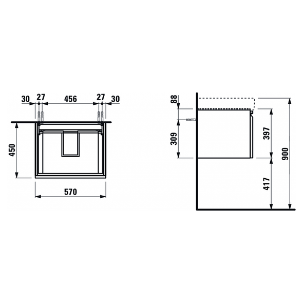 Laufen Pro S 1TH Basin and Vanity Unit 600mm Gloss White  10963WH + 833710964751