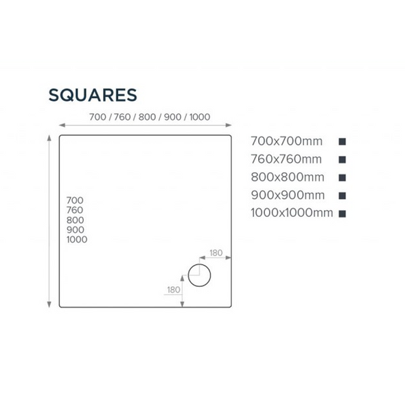 Just Trays Ultracast 4 Upstand Square Shower Tray (760 x 760mm) in White A76140