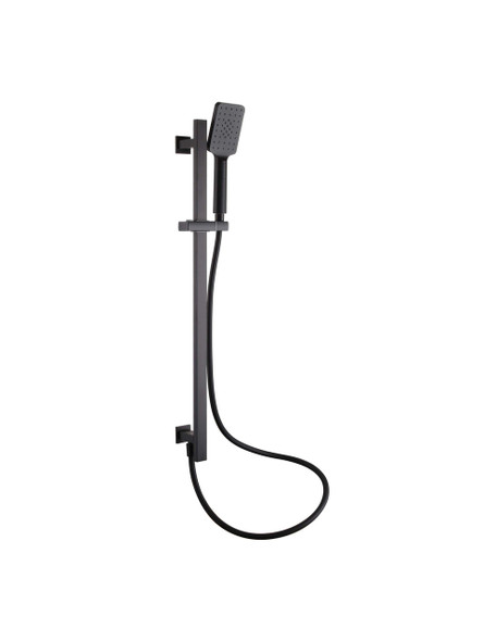 Square Slider Rail Kit with Integrated Wall Outlet with Three  Mode Rectangular Handset in Matt Black SR03AK | INS-SH1103ABLK