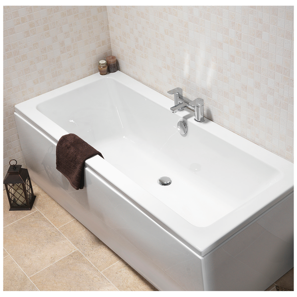 Imex Flite Square Double Ended Bath 1800 x 800mm in White PBSQDE18X80|INSSTANNU006
