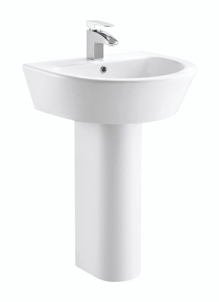 Imex Arco 610mm 1TH Washbasin and Full Pedestal in White   INSWA018 + INSWA019|L1088 + P1088