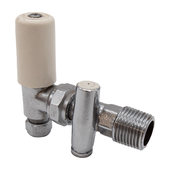 Terrier Angled Radiator Valve with Lock Shield and Drain Off  8mm Chrome  367CPDLS 601052