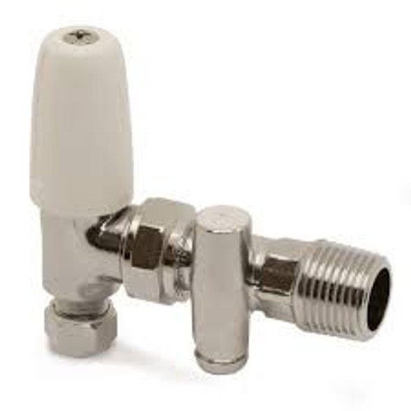 Terrier Angled Radiator Valve with Lock Shield and Drain Off  8mm Chrome  367CPDLS 601052