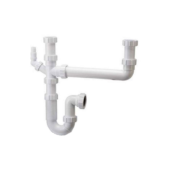 Polypipe Fit-Rite With BioCote Two Bowl Undersink Kit Single Hose Trap 40mm    WSK2