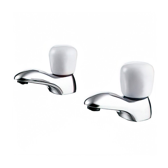 Ideal Standard Waterways 6850 Bath Taps Chrome Plated 3/4'' in Pairs  with Studio Porcelain Handles   E6850AA + E5950 98
