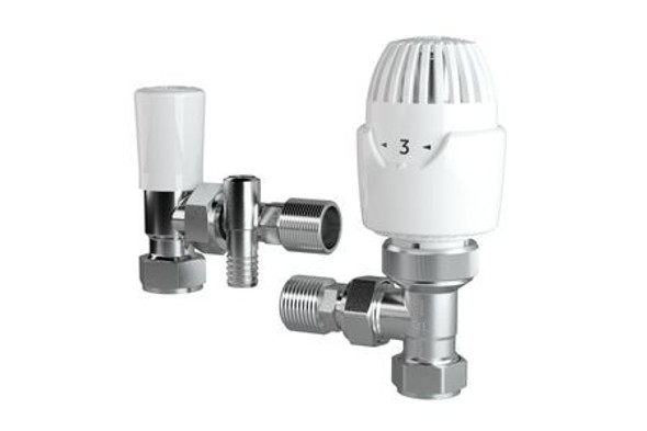 Drayton Lifestyle Satin Nickel TRV Twin Pack RT212 Thermostatic Radiator Valve with 15mm Drain Off