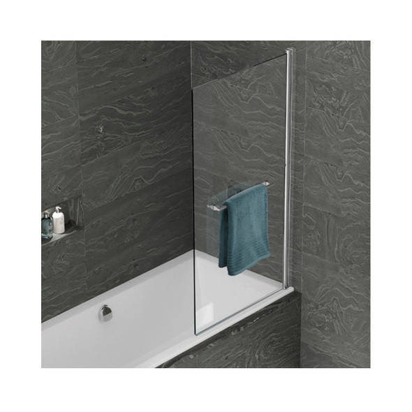 Kudos Inspire 6mm Single Panel Bathscreen Including Towel Rail Clear/Silver 3BASC6S