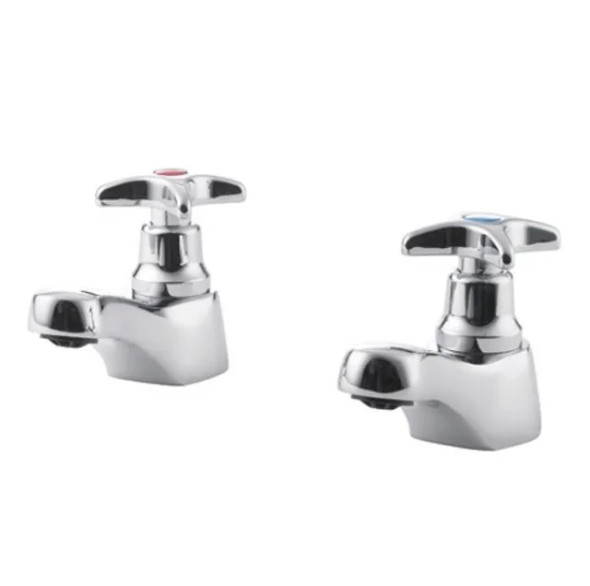 Armitage Shanks Sandringham Pair of Bath Pillar Taps with Cross Handle