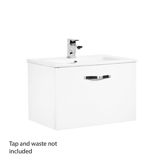 Alpha 1 Drawer Wall Mounted Basin & Unit 600mm Gloss White  INST045155 | INST045056