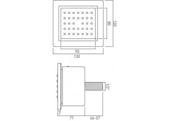 Vado Tilting Square Body Jet in Chrome WG-BODYTILE/SQ-C/P