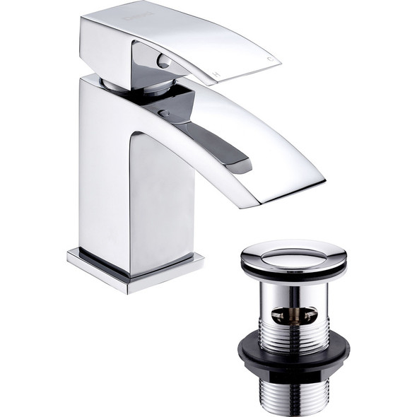 Deva Swoop Mono Basin Mixer with Push Down Waste in Chrome SW0113