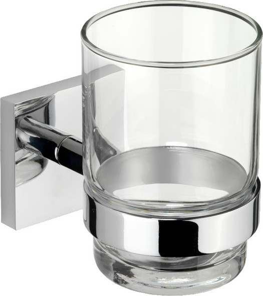Croydex Chester Glass Tumbler and Holder in Chrome QM441841