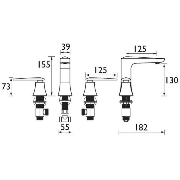 Heritage Blenheim/Hemsby 3 Hole Bath Filler in Chrome THPC073