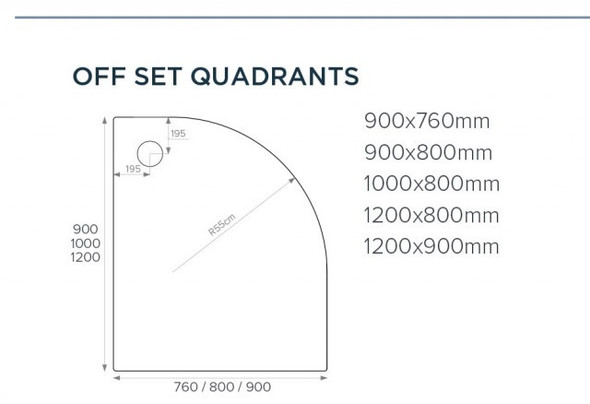 Just Trays Ultracast Flat Top Right Hand Quadrant Tray 1000 x 800mm in White A1080RQ100