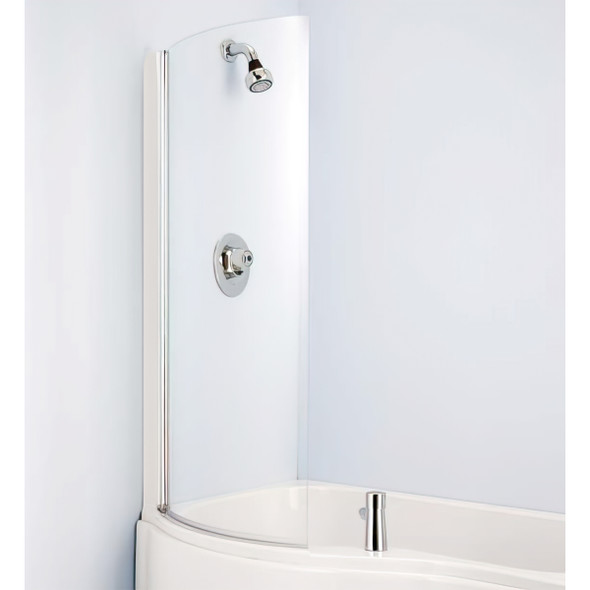 Ideal Standard Space P Shaped Shower Bath 1700mm Right Hand including Curved Screen  E734401  E6956AC