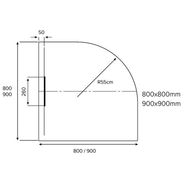 Just Trays Evolved 900 x 900mm Quadrant Shower Tray in Astro Slate E90Q017