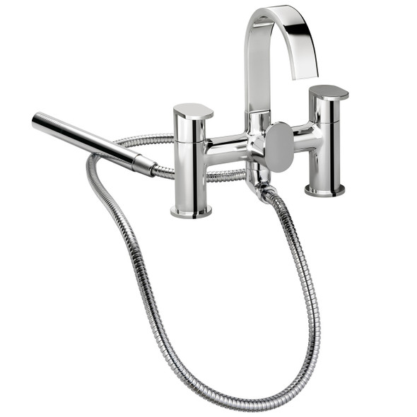 Pegler Strata Blade Swan Neck Bath Shower Mixer with Kit in Chrome 4K6060|4E1136