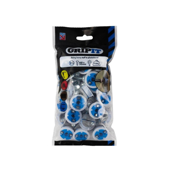 Gripit Fixings Pack of 25  - Trade Pack - M8 x 30mm  Blue    252-2530