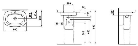 Laufen Mimo 600mm 1TH Washbasin with Overflow Hole in White 8115530001041