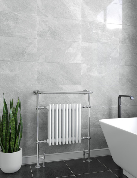 Vogue Regency Floor Mounted Radiator 938 x 675mm in Chrome and White Vogue Regency Floor Mounted Radiator 938 x 675mm in Chrome and White