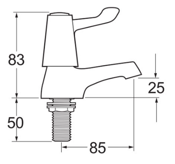 Deva 3" Lever Action 1/4 Turn Bath Taps (3/4" Ceramic Disc) in Chrome DLT102