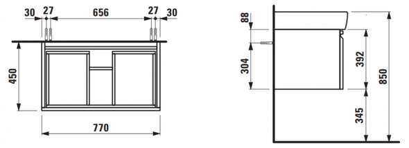 Laufen Pro 770mm Vanity Unit with Interior Drawer in Cappucino 830620954651