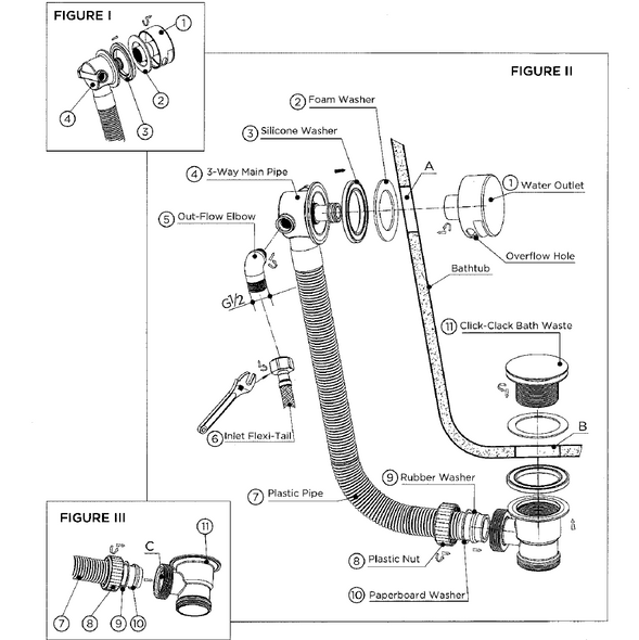 Niagara Equate Bath Filler with Clic Clac Waste in Matt Black INSBA1001