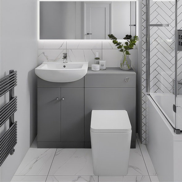 Aquadart  Carlton Washbasin and  Wc Unit  with Basin in Dove Grey Gloss Aquadart  Carlton Washbasin and  Wc Unit  with Basin in Dove Grey Gloss