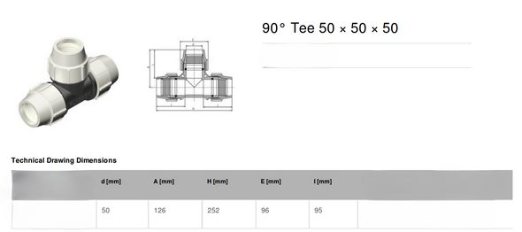 Plasson 50mm Equal Tee PL070400050