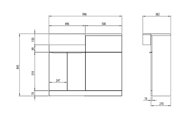 Roper Rhodes Match 1000mm Slim Toilet and Basin Unit in Matt Dark Blue