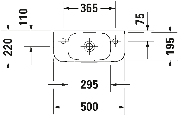 Duravit Durastyle 500mm Handrinse Basin Right Handed 0713500008