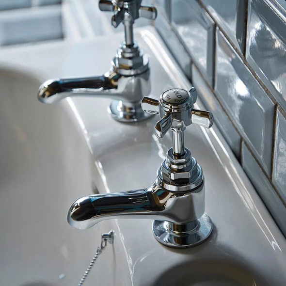 Heritage Dorchester  Short Nose Basin Pillar Taps in Chrome TDCS00