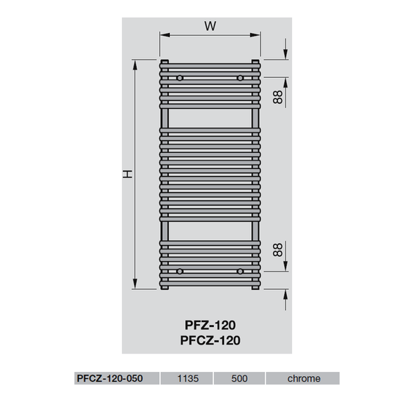 Zehnder Artea Heated Towel Warmer 1200 x 500mm in Chrome