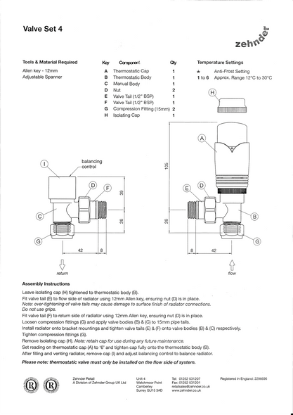 Zehnder Chromax Thermostatic Angled Radiator Valve Set 4 in Chrome