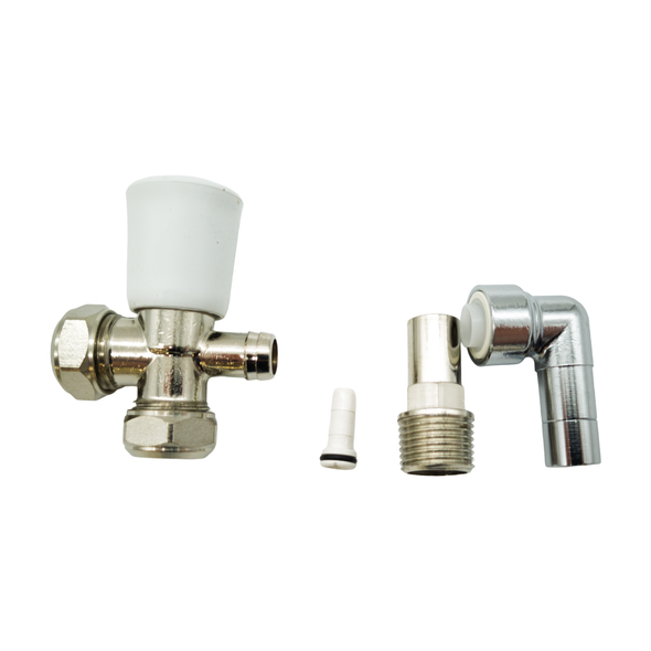 Myson Matchmaster Lockshield Angled Valve and Drain Off with Pushfit Elbow