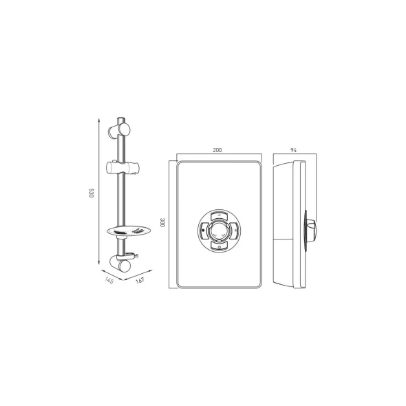 Vado Axces Elegance 8.5Kw Electric Shower with Kit ELS-ELE-85-MET