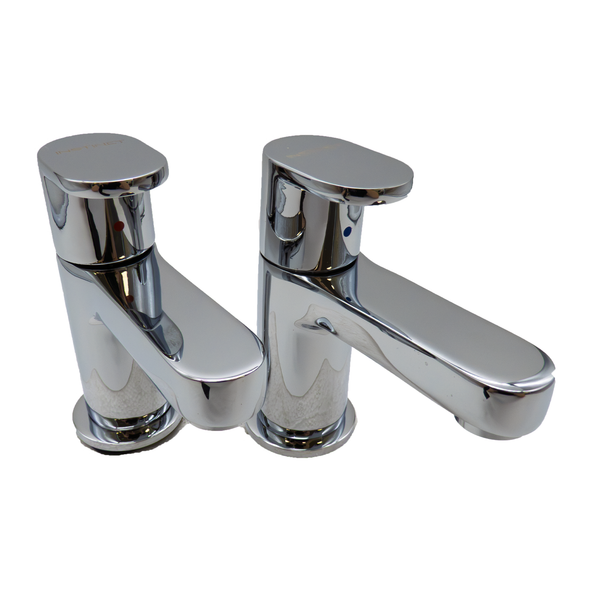 Flawed STH Westco Strata Blade Pair of Basin Pillar Taps in Chrome 4E1133