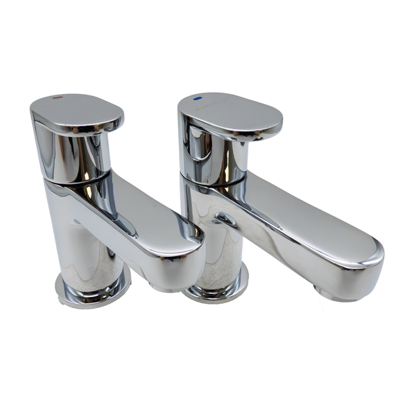 STH Westco Strata Blade Pair of Basin Pillar Taps in Chrome 4E1133
