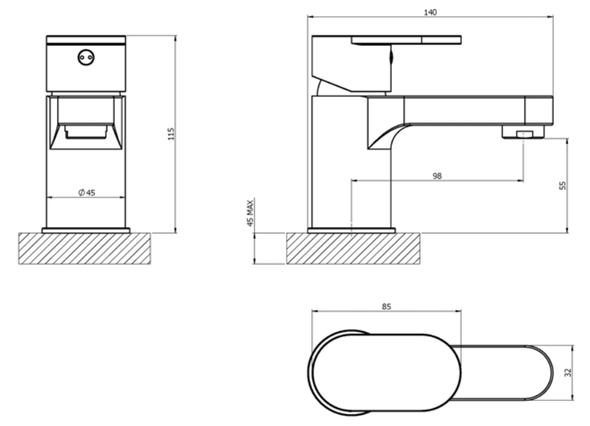 STH Westco Strata Blade Mini Mono Basin Mixer with Click Waste 4E1132