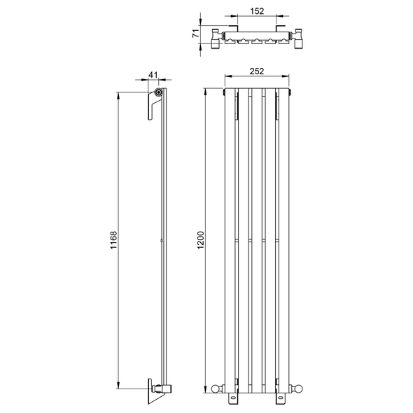 Vogue Serenade Vertical Designer Radiator 1200 x 252 mm in Chrome