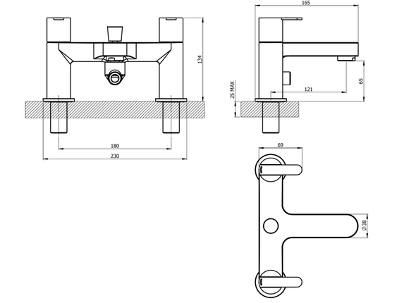 STH Westco Strata Two taphole Bath Shower Mixer with Kit 4E5005